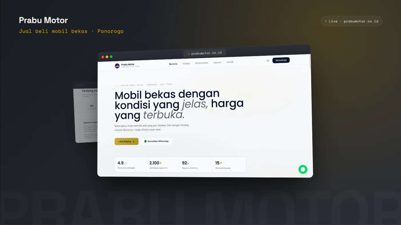 Website Dealer Otomotif: Prabu Motor