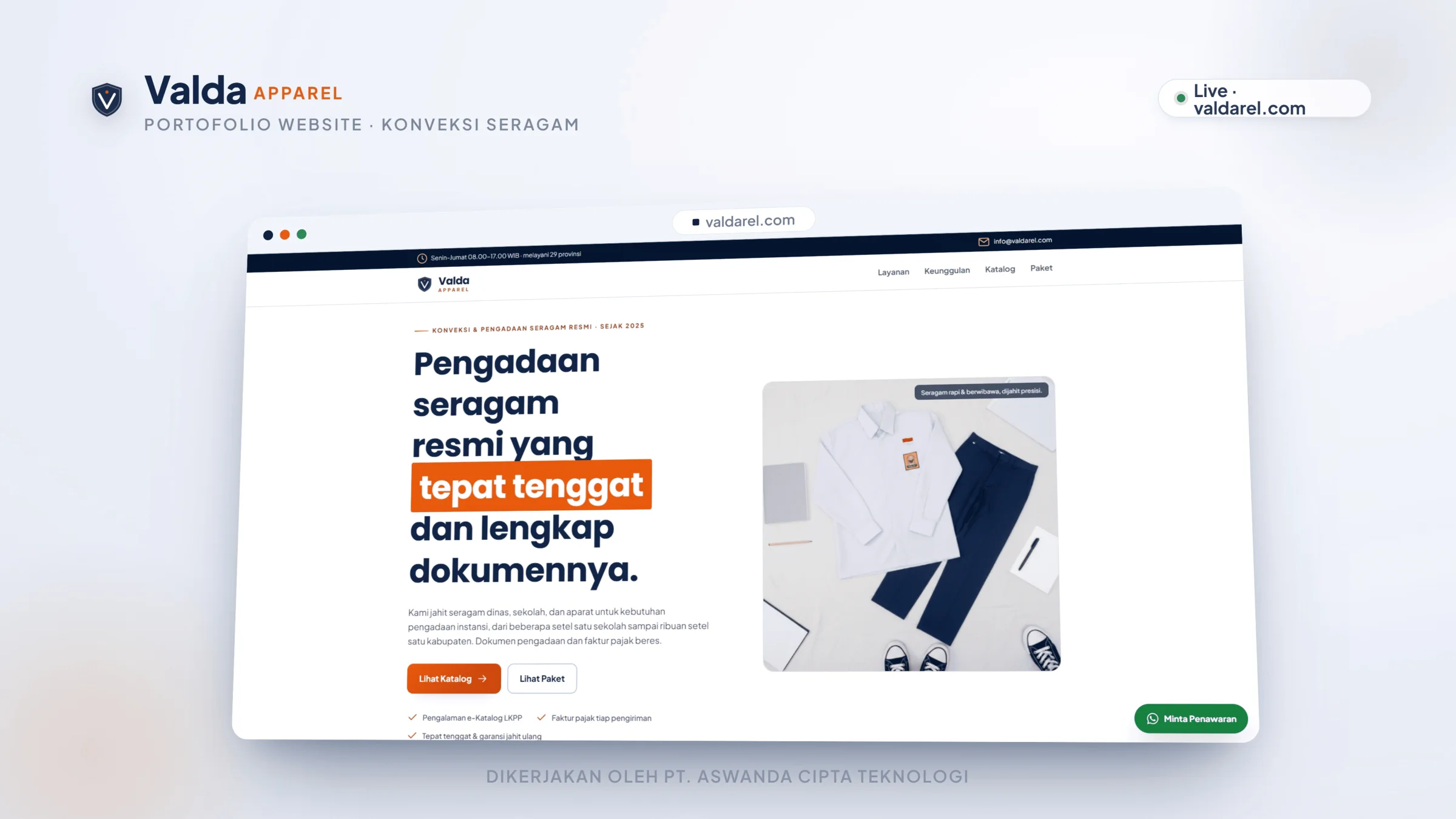 Valda Apparel Website Penyedia Seragam Instansi & Sekolah