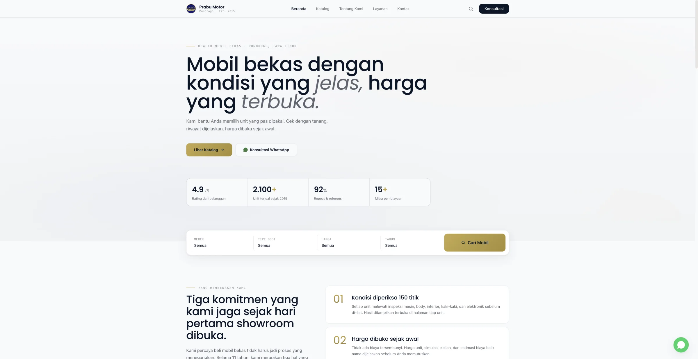 Website Dealer Otomotif: Prabu Motor